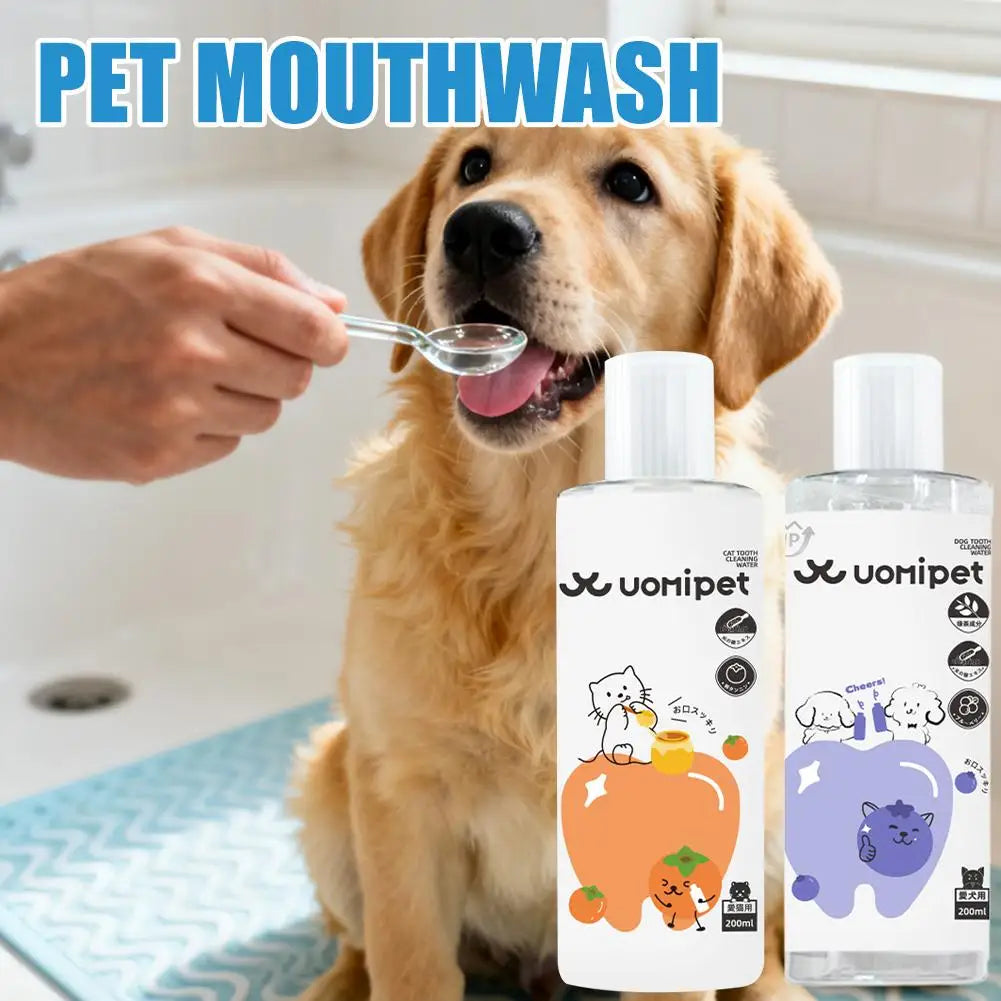 NEW Dog Cat Mouthwash 200ml Natural Oral Care Water Additive For Fresh Breath Tartar Control Effective Teeth Cleaner Deodorizer